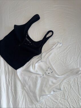 Abercrombie & Fitch Ribbed Snap-Front Tank Tops - Black & White